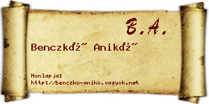 Benczkó Anikó névjegykártya